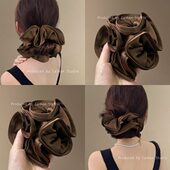 头绳盘发器 质感超好大肠发圈女2024新款 栗子棕 缎面荷叶边发圈