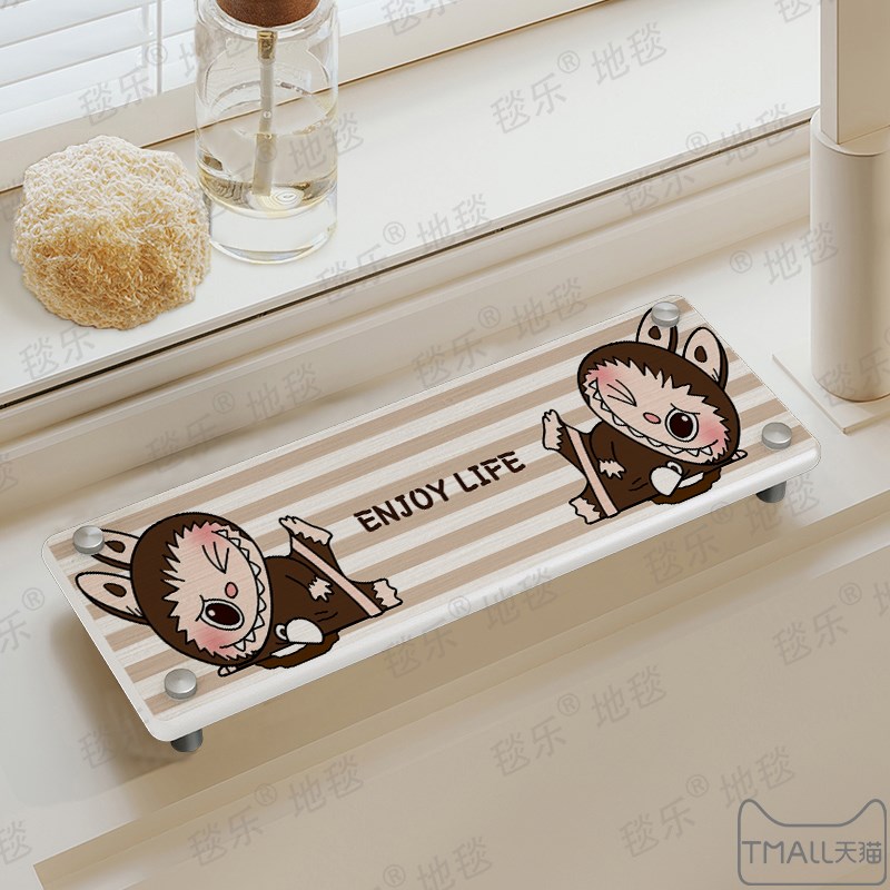 labubu拉布布卫生间厨房台面吸D水垫洗手台杯具置物垫托盘窄垫硅