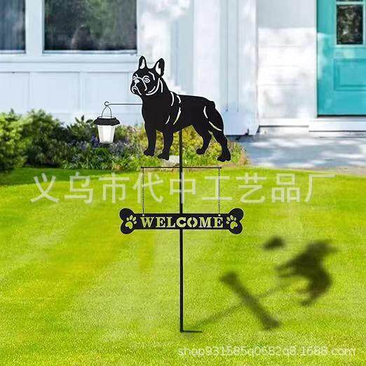 户外花园草坪装饰金属工艺品挂墙地插两用风向仪铁艺插件方向标