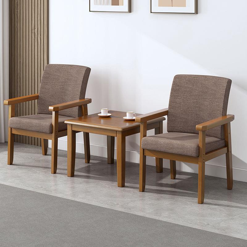 阳台小茶桌椅一桌两椅组合酒店接待实木沙发椅洽谈扶手椅子三件套