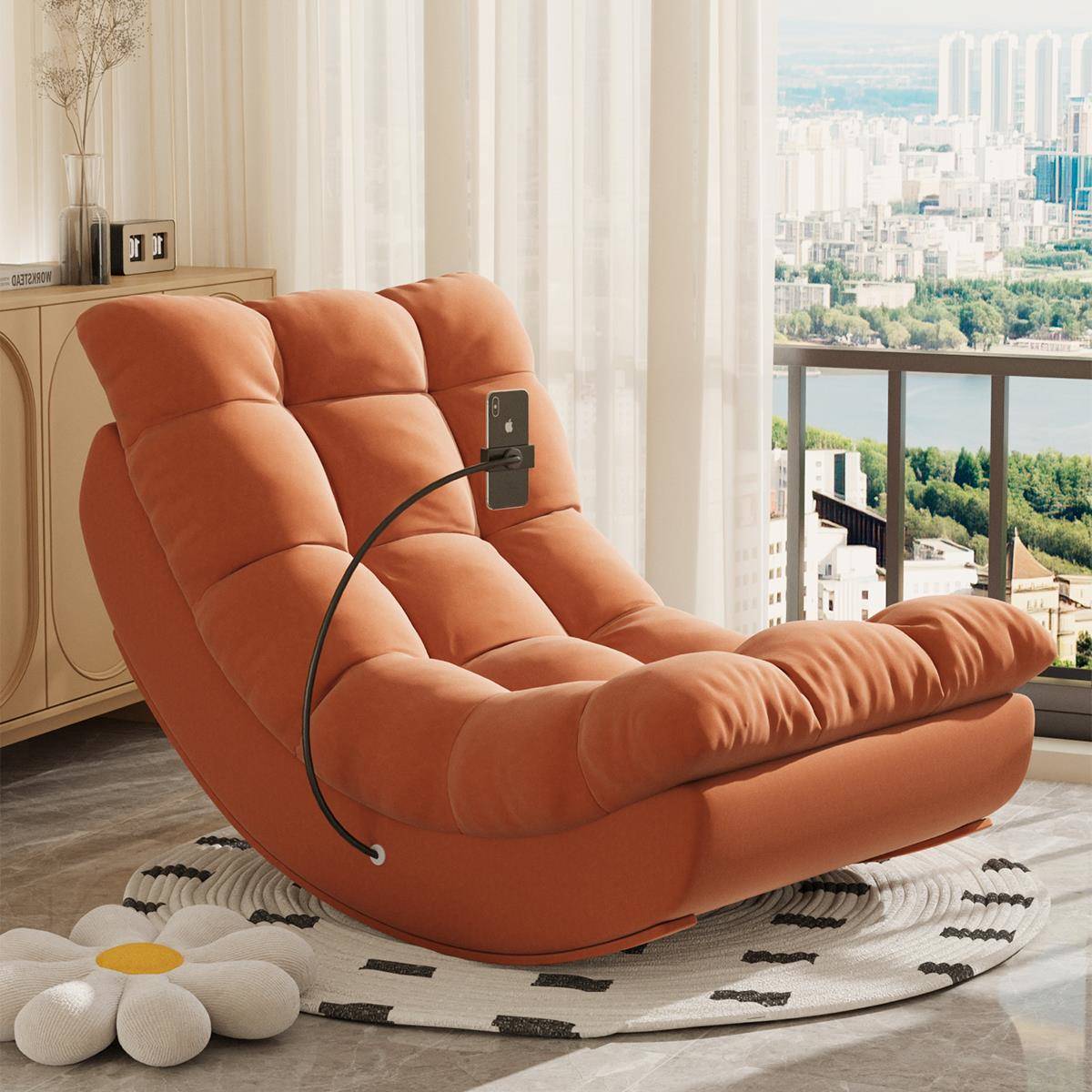 摇摇椅懒人沙发椅躺椅成人可睡觉月亮阳台客厅家用休闲单人沙发椅