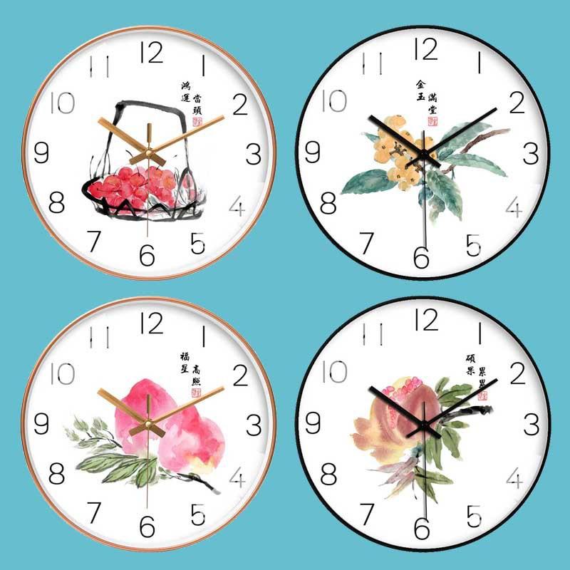 鸿运当头中式油画艺术挂钟客厅个性创意超静音钟表