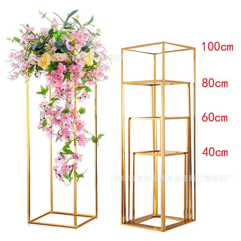 几何路引婚庆2025电镀婚庆道具金色铁艺方框花架装饰摆放节庆用品