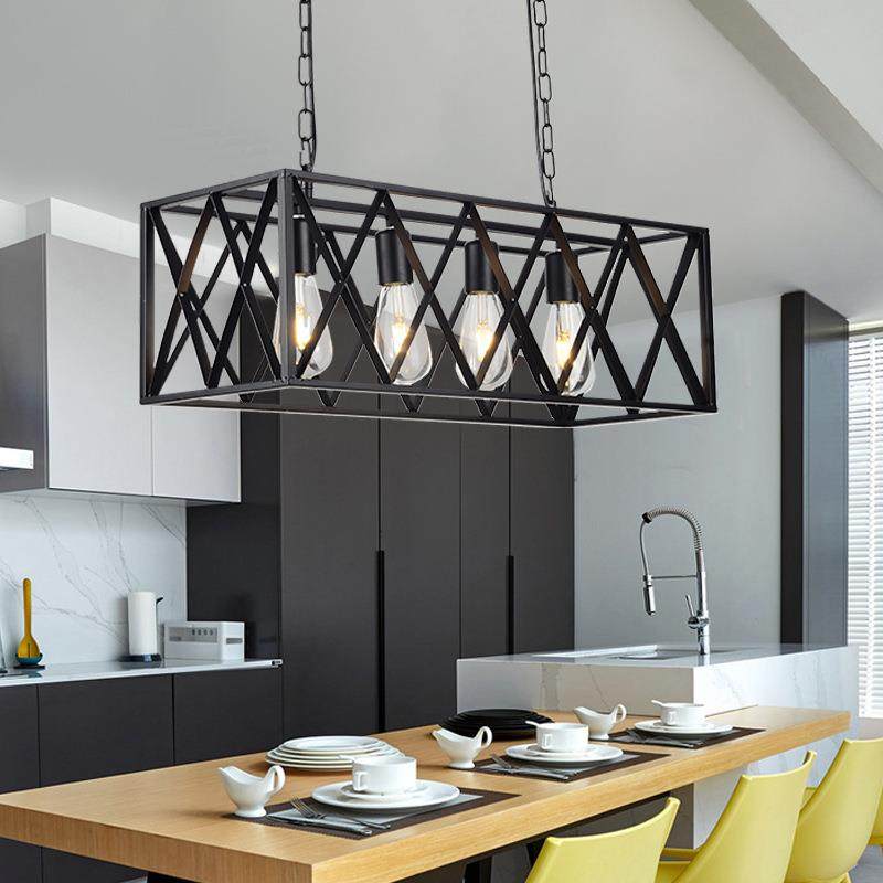 lfot工业风吊灯复古怀旧黑色46长方形铁框蜡烛铁艺餐厅餐厅灯饰,家装灯饰光源,智能吊灯,淘宝优惠券,粉丝福利购,淘宝优惠卷