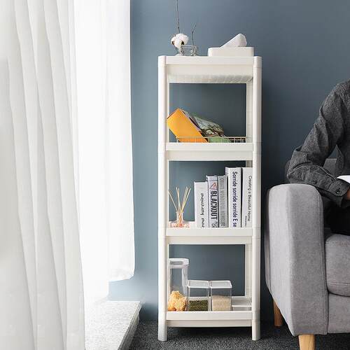 厨房置物架卫生间落地多层收纳架长方形塑料储物架家用加厚耐用