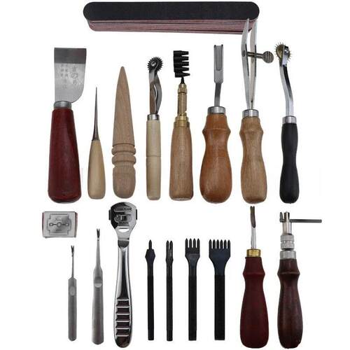 菱斩皮艺工具 DIY手工手缝皮革工具套装 皮革工具套装19件套