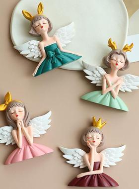 创意卡通天使女孩冰箱贴客厅墙面树脂开关贴开关板无框装饰品墙贴