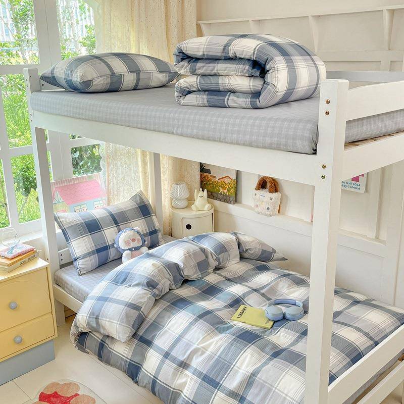 2025新款全棉印花学生宿舍三件套开学季床单被套 90*190*15床笠三