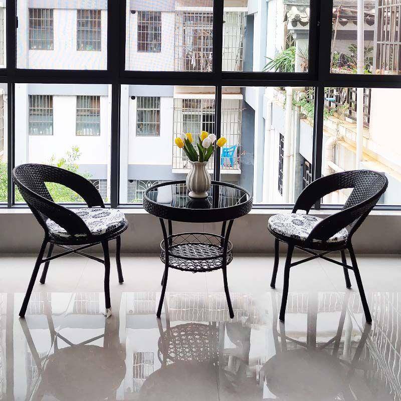 阳台小桌椅藤椅三件套户外休闲茶桌椅组合庭院露台仿藤编椅子茶几
