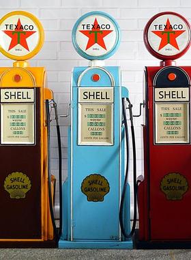 复古铁艺加油机模型摆件手工金属储物柜酒柜创意家居软装工艺饰品