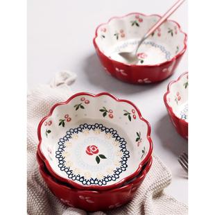 1VPR餐具一人食一套女可爱的碗碟精致樱桃碗家用水果陶瓷套装草莓
