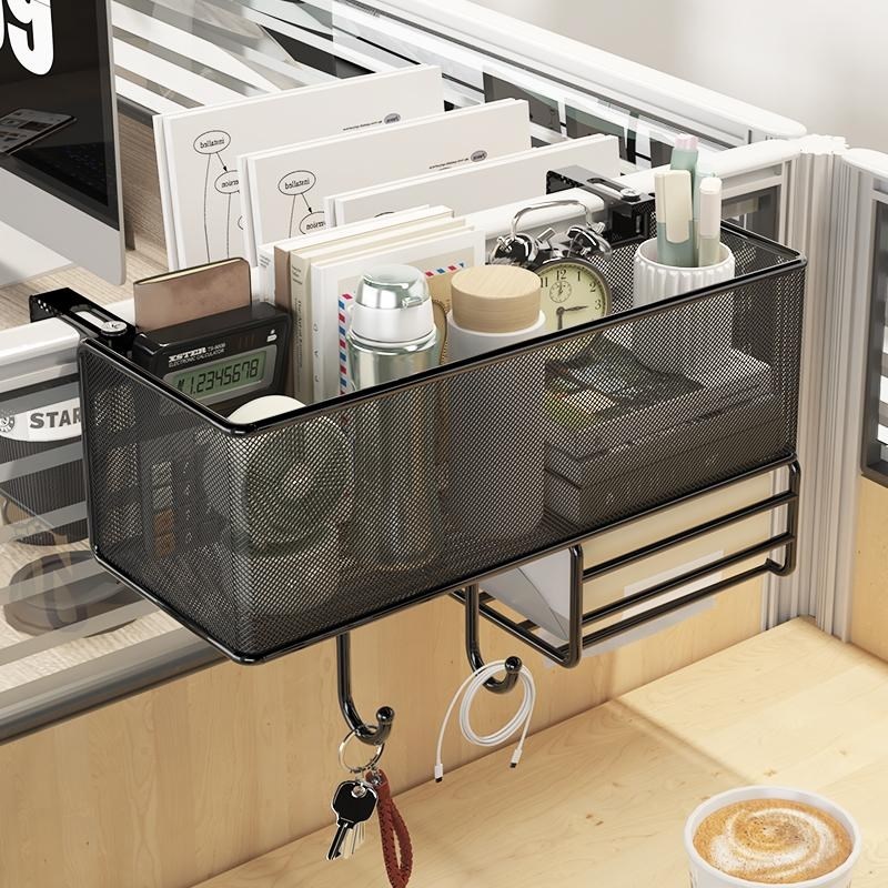 办公室屏风收纳工位改造神器办公桌床头悬挂式置物架X桌面伸缩简