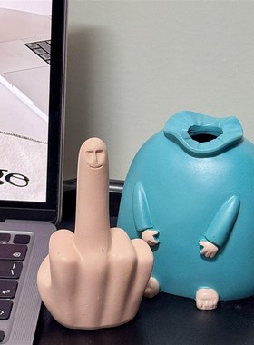 竖中指办公室桌面摆件搞笑沙雕艺术雕塑年度丑东西W搞怪抽象小玩