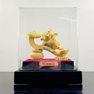 白菜摆件 金店保险公司4S店礼品 绒沙金百财如意三件套金白菜摆件