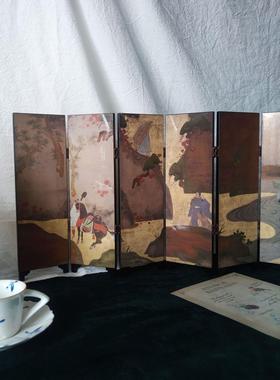 中古桌面小屏风摆件家居礼品装饰特色日式工艺品纪念品漆器饰品