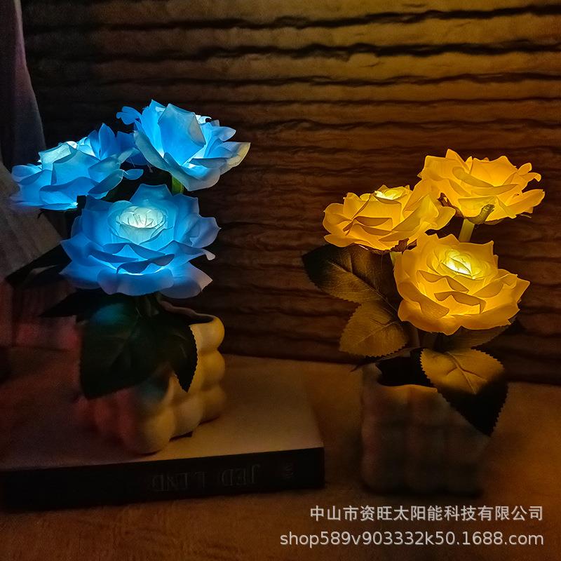 玫瑰小夜灯卧室床头睡眠气氛围感夜光花束花朵台灯装饰摆件创意