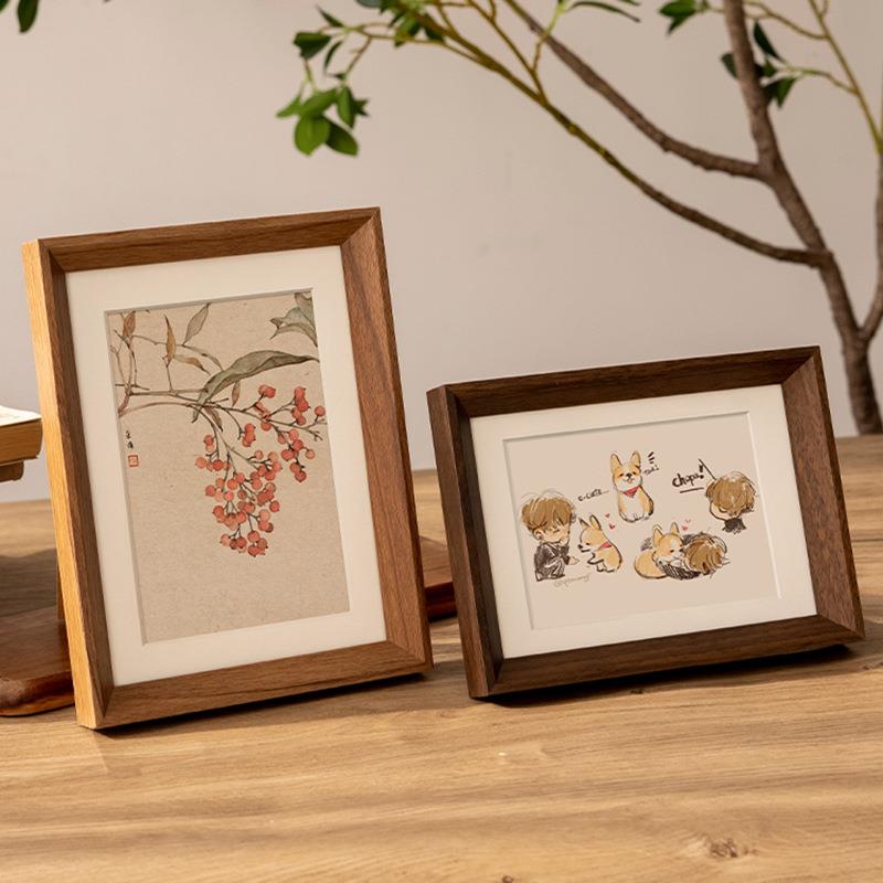 中式相框摆台照片装裱六6寸7 8洗相片做成高级感摆件书法字画框裱