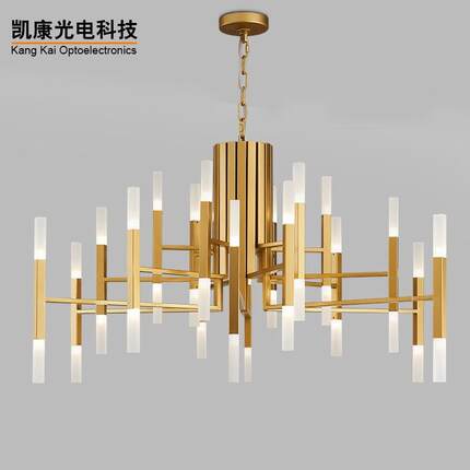 后现代创意个性大气客厅房间卧室灯样板房吊灯金7字管流星雨吊灯