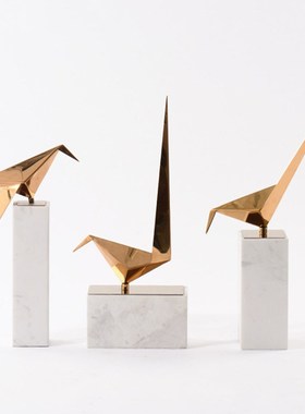 新中式现代简约h大理石摆件样板房轻酒柜装饰品电视柜玄关客厅摆