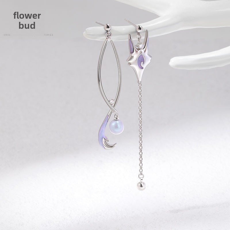 花芽原创b银狐耳钉2023年新款银针长款轻奢精致女神范古风耳钉耳