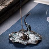 线香插香炉熏檀香仙鹤家用室内便携香座香托仿古铜合金香薰炉盘香