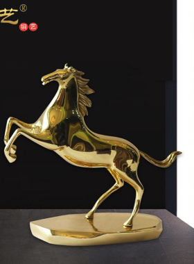 创意现代轻奢铜金马摆件办公y室书桌玄关铜工艺品生肖马吉祥招财
