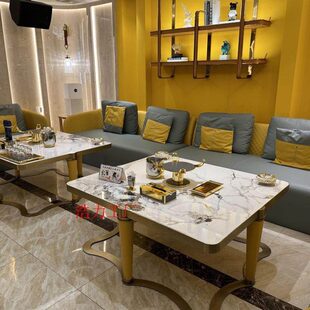 ktv茶几发光大理石玻璃不锈钢轻奢酒吧会所夜总会专用茶几定厂家