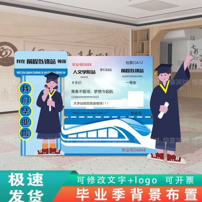 网红高铁火车票初高中大学毕业季典礼相框拍照合影道具背景墙kt板