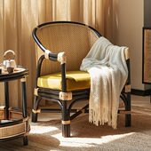 复古藤编沙发椅印尼真藤手工编织民宿别墅室内休闲区椅子