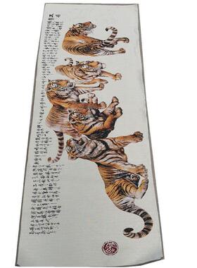 古玩织锦画挂画苏绣刺绣画画心唐卡画像老虎唐卡