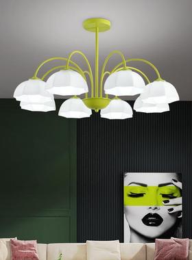 法式现代简约奶油风玻璃分子吊灯 客厅餐厅儿童卧室奶油绿色灯具