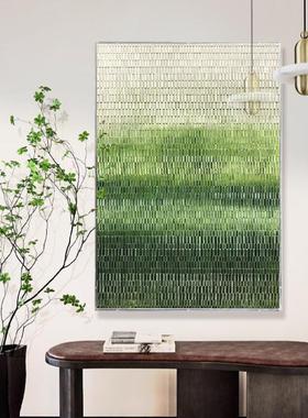 手绘立体布艺绿色系装饰画玄关挂画客厅亚克力设计师餐厅抽象画