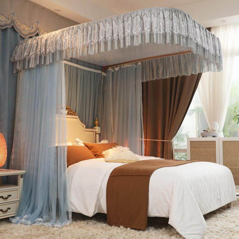 U型导轨伸缩三开门蚊帐轨道宫廷落地公主风1.5米/1.8m床双人家用