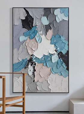 现代简约厚肌理绿色客厅装饰画轻奢高端玄关走廊挂画巨幅手绘油画