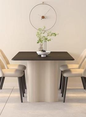 黑色岩板餐桌意式新款高端现代简约餐桌椅家用小户型长方形饭桌