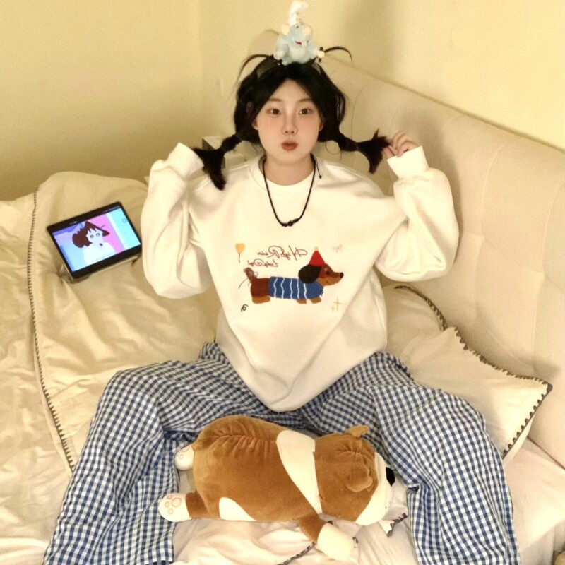 韩国可爱卡通睡衣女春秋款长袖长裤纯棉套装网红冬秋季薄款家居服