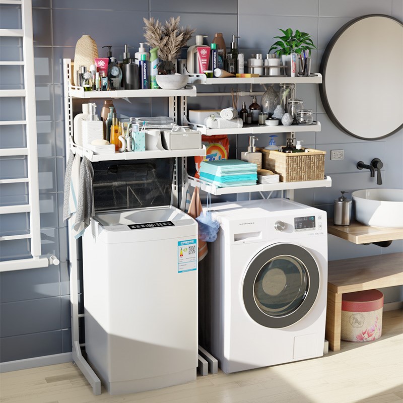 滚筒翻盖波轮洗衣机上方置物架子可伸缩阳台浴室落地式收纳储物柜