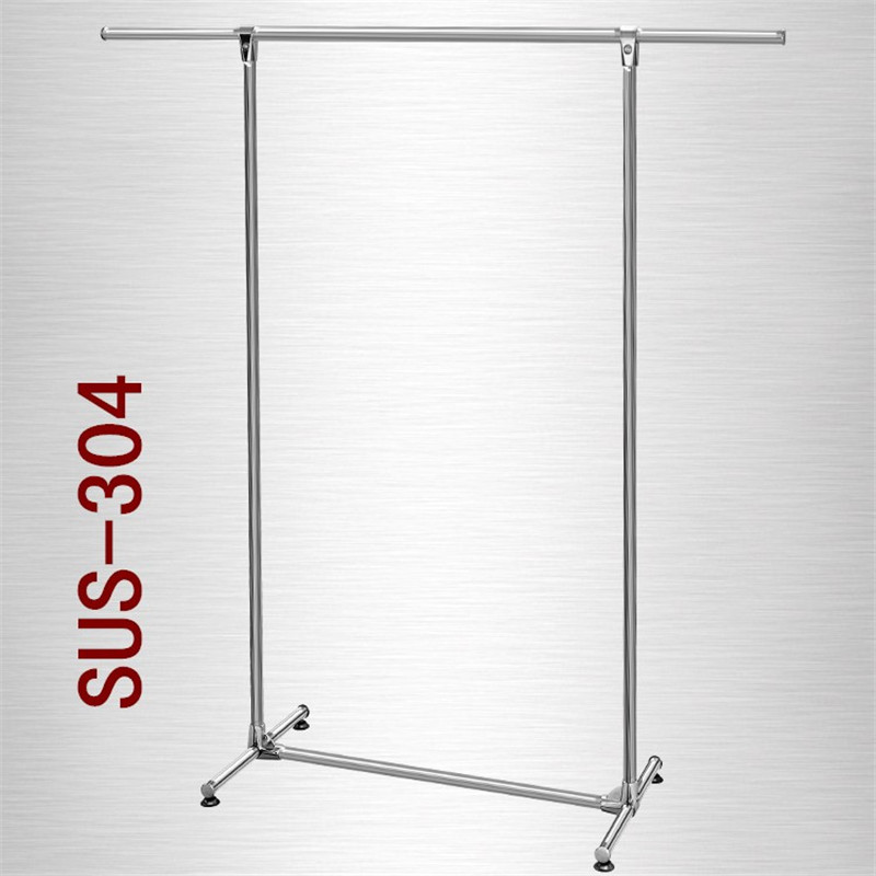 304不锈钢晾衣架落地单杆式伸缩双杆晾衣杆室内折叠挂衣架晒衣架
