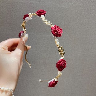 喜婆婆头上戴的花女士盘头花喜婆婆头饰高端结婚妈妈盘头发饰发簪