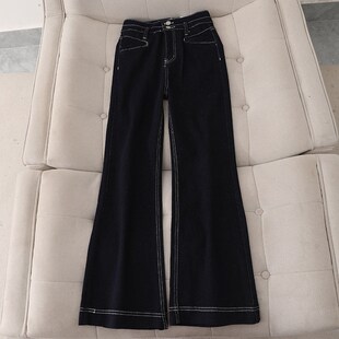 单宁色微喇牛仔裤女2024秋装新款高腰显瘦小个子美式复古喇叭裤