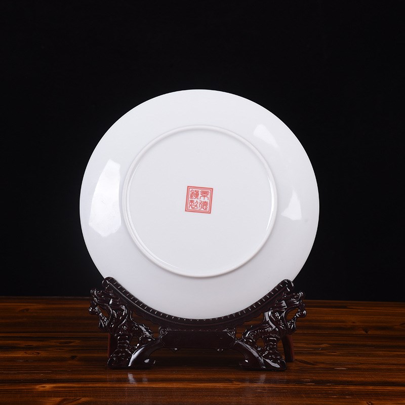 陶瓷装饰盘子黄色空谷幽兰礼品可换logo纪念盘公司年会商务礼品盘