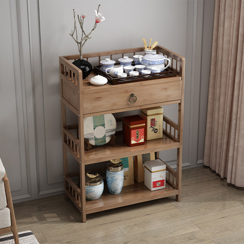 茶架子置物架实木茶叶收纳柜客厅小型博古架茶室茶具架茶叶展示柜