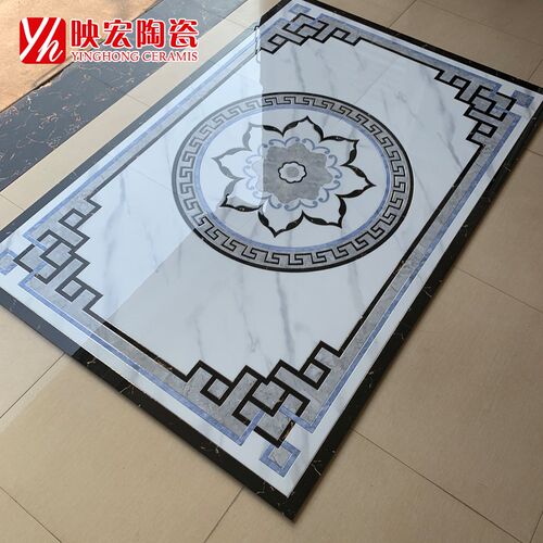 加厚微晶石地拼花瓷砖800x800新中式客厅餐厅地砖拼图地毯抛晶砖