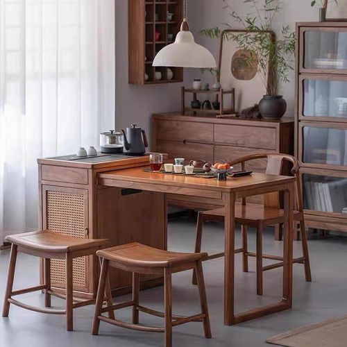 新中式实木阳台茶桌2025新款家用泡茶桌小户型禅意茶台伸缩泡茶台