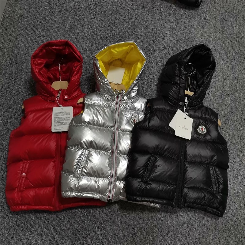 2023新款宝宝加厚羽绒马甲男童女童羽绒背心连帽可拆卸黑色红色图片
