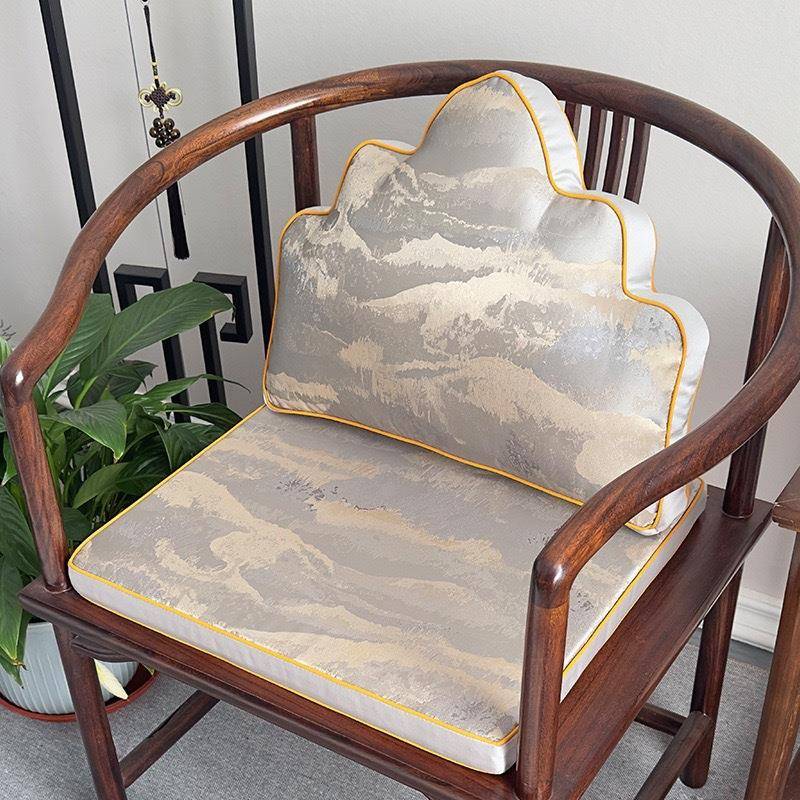 新中式坐垫椅垫靠山枕实木沙发椅太师椅圈椅座垫靠背一体云朵靠枕