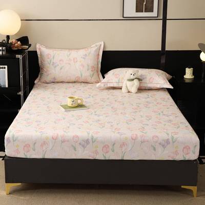 高品质A类纯棉磨毛床笠加厚100纯棉植物风全棉床罩秋冬床垫套床笠