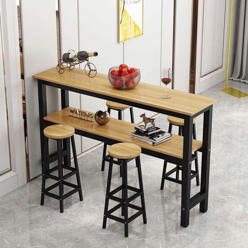吧台桌家用双层简约客厅靠墙窄桌子阳台高脚桌酒吧长条桌椅凳组合