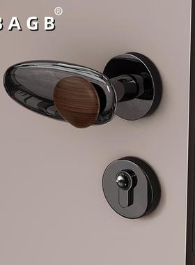 BAGB中古风极简银色复古铜房间静音家用木门锁具石来运转磁吸门锁