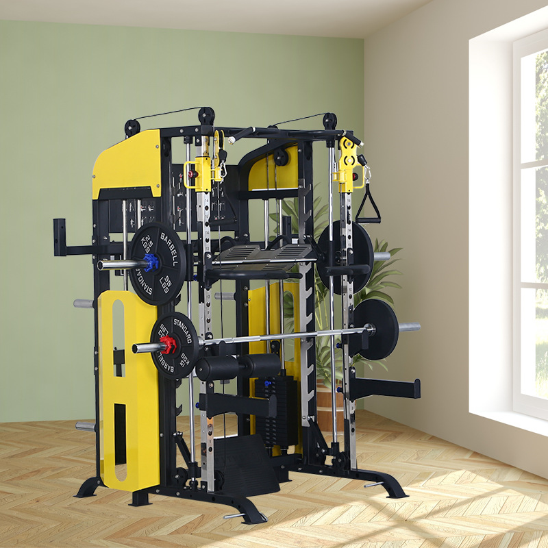 多功能史密斯三合一带推臂倒蹬多功能训练器多功能健身器材带推臂